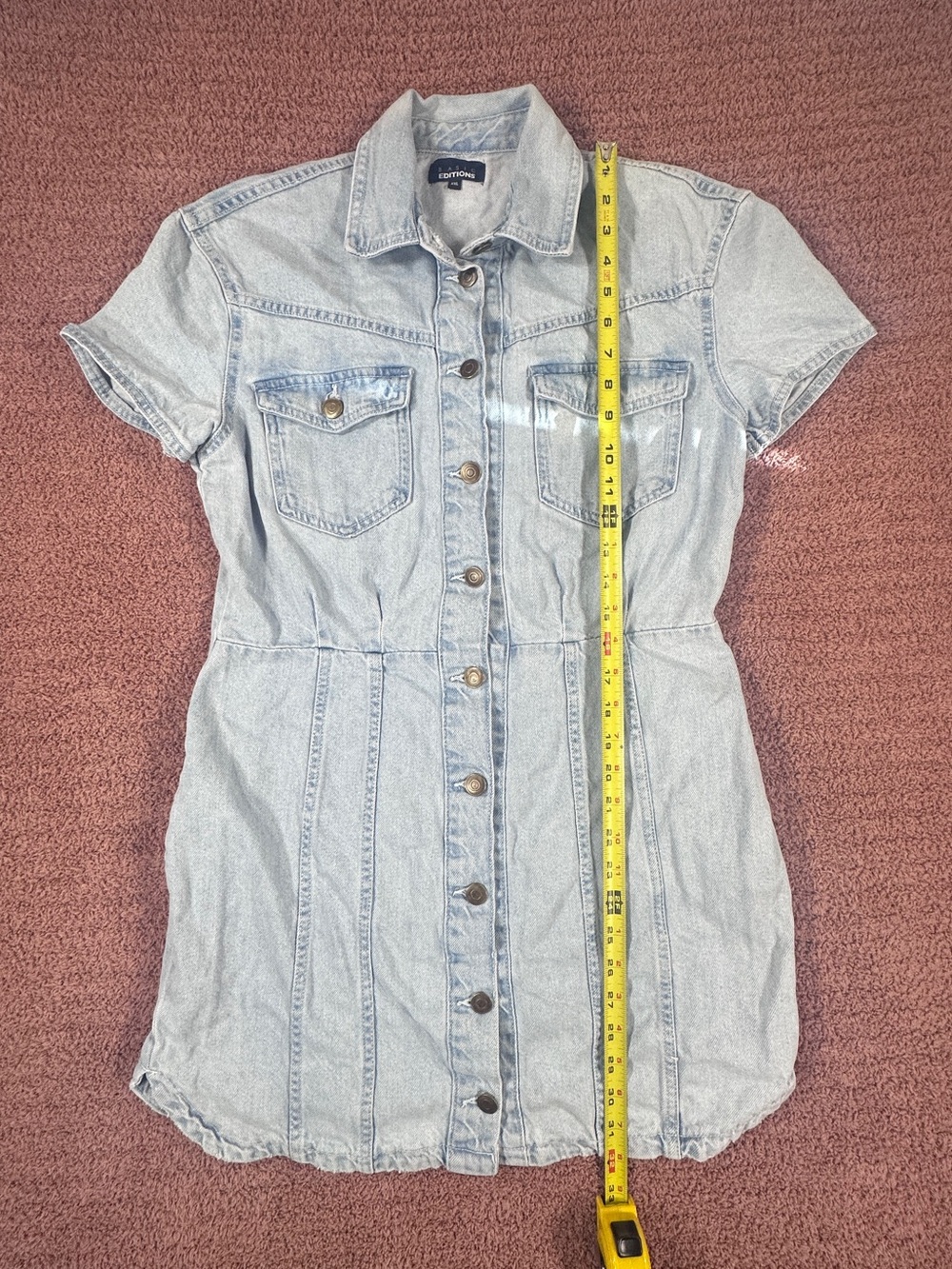 Basic Editions Light Blue Denim Mini Shirt Dress - Picture 5 of 6